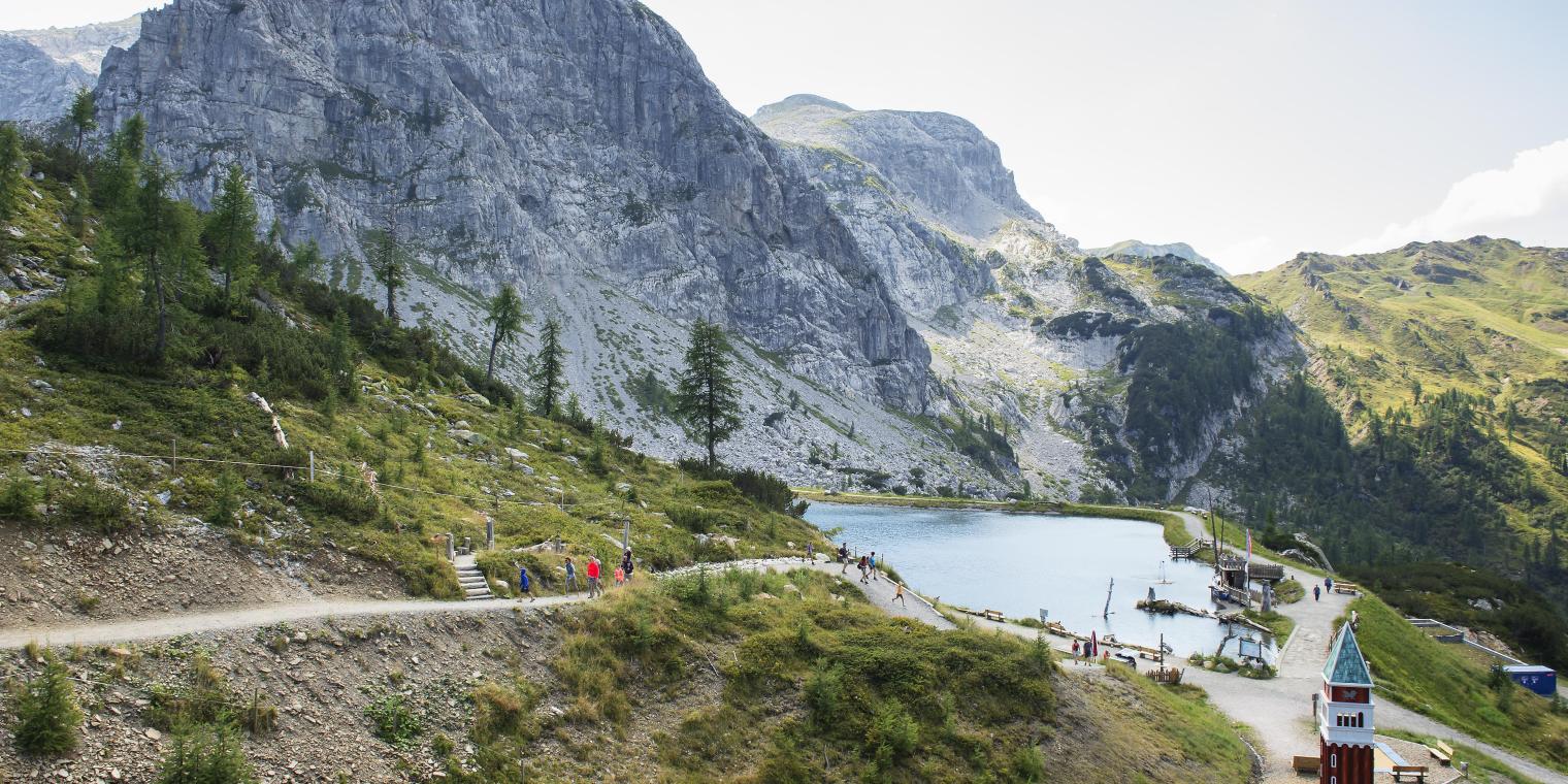 Der Aqua-Trail am Nassfeld führt zum Rosskofel-Speichersee