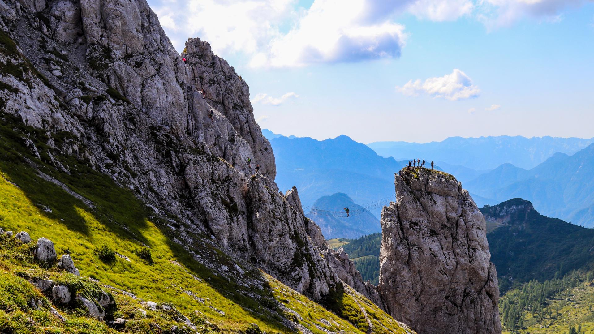 Klettersteig Däumling am Gartnerkofel am Nassfeld mit imposanter Nepal-Brücke