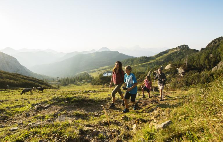 Familienwanderung am Gartnerkofel am Nassfeld in der Nähe des Almhotel Kärnten